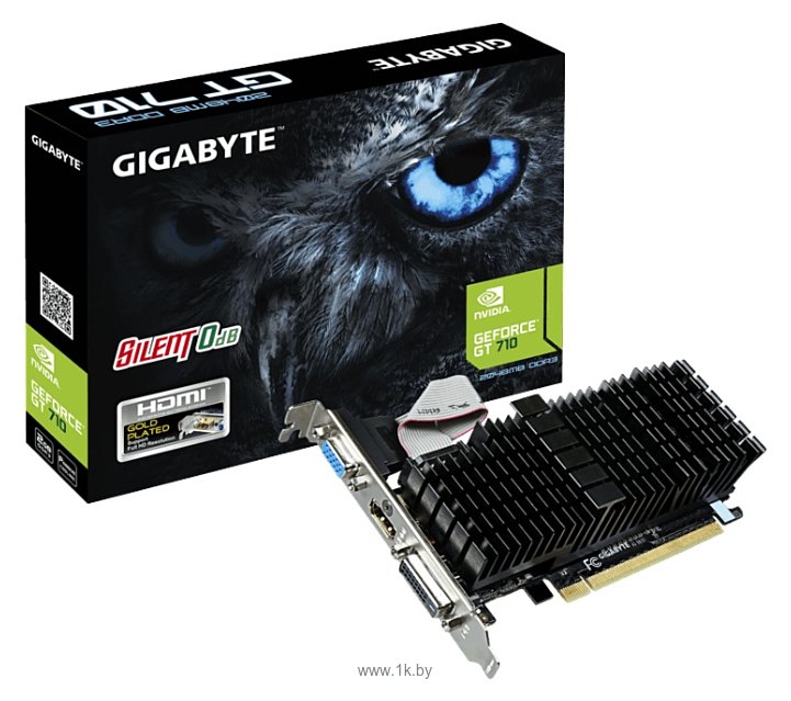 Фотографии GIGABYTE GeForce GT 710 954Mhz PCI-E 2.0 2048Mb 1800Mhz 64 bit DVI HDMI HDCP Silent