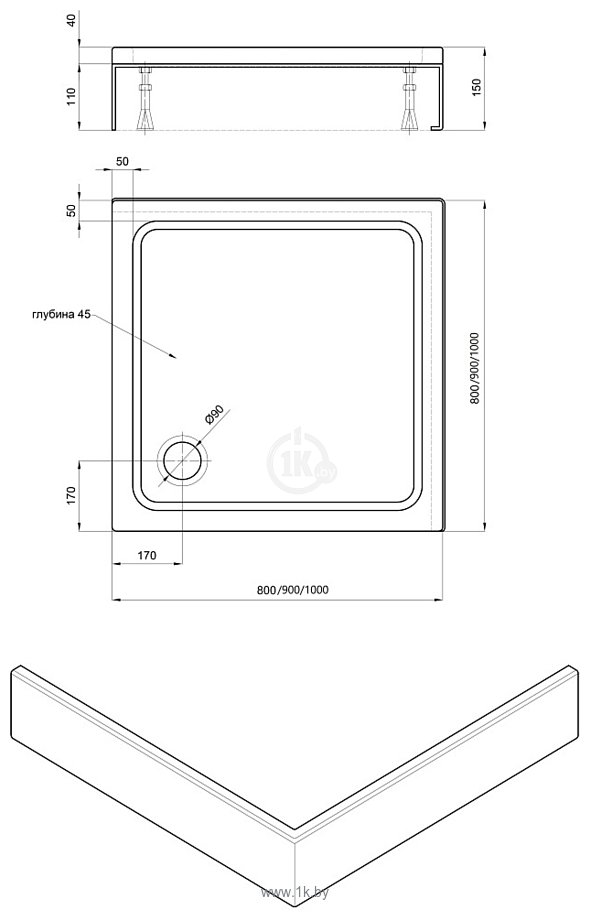 Фотографии Aquatek DPA-0000005 90х90 (без сифона)