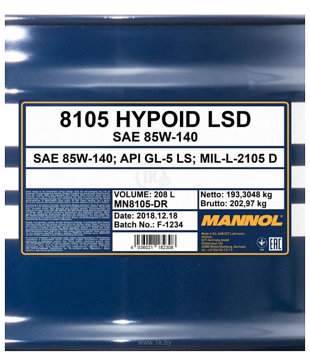 Фотографии Mannol Hypoid LSD 85W-140 208л