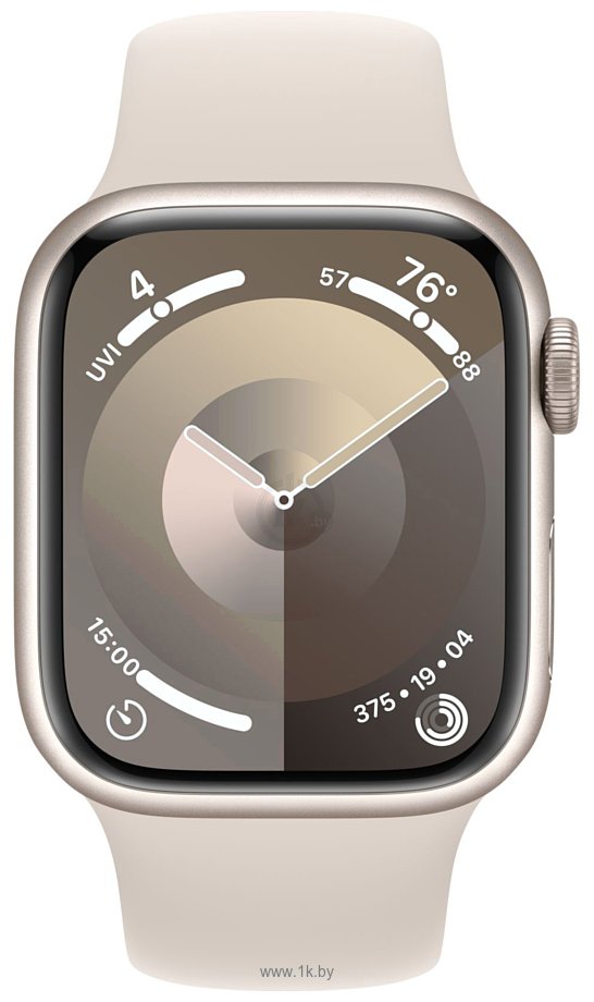 Фотографии Apple Watch Series 9 41 мм (алюминиевый корпус, звездный свет/звездный свет, спортивный силиконовый ремешок M/L)
