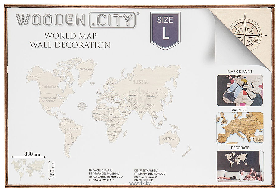 Фотографии Wooden City Карта Мира (размер L)