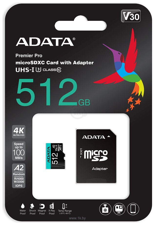 Фотографии ADATA Premier Pro AUSDX512GUI3V30SA2-RA1 microSDXC 512GB (с адаптером)