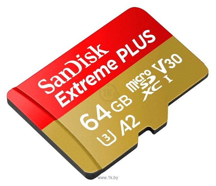 Фотографии SanDisk Extreme PLUS microSDXC Class 10 UHS Class 3 V30 A2 170MB/s 64GB + SD adapter