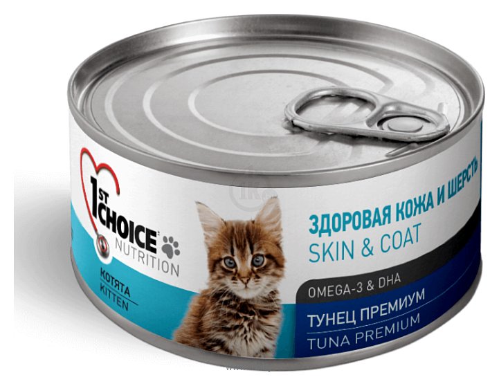 Фотографии 1st Choice (0.085 кг) 1 шт. HEALTHY SKIN and COAT Tuna Premium for KITTEN canned