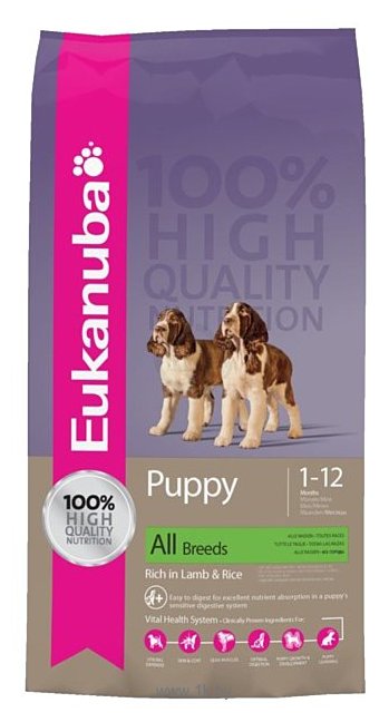Фотографии Eukanuba (2.5 кг) Puppy Dry Dog Food All Breeds Rich in Lamb & Rice