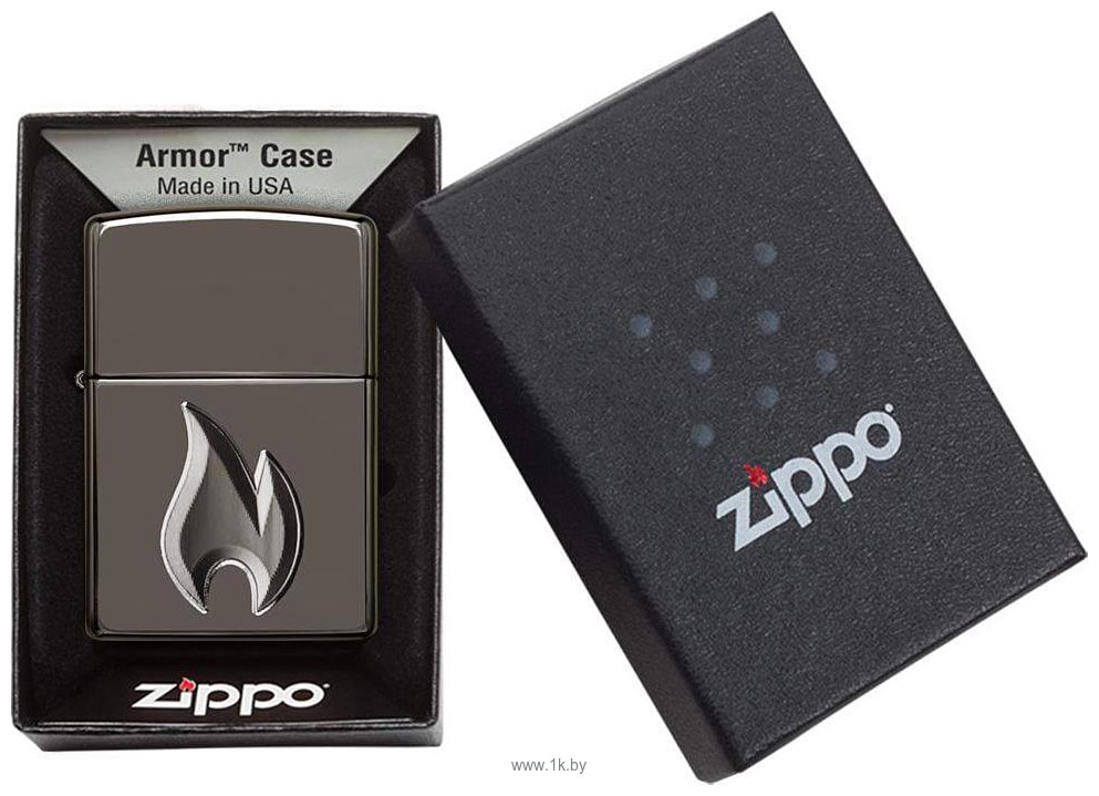 Фотографии Zippo Armor High Polish Black Ice Flame Design 29928