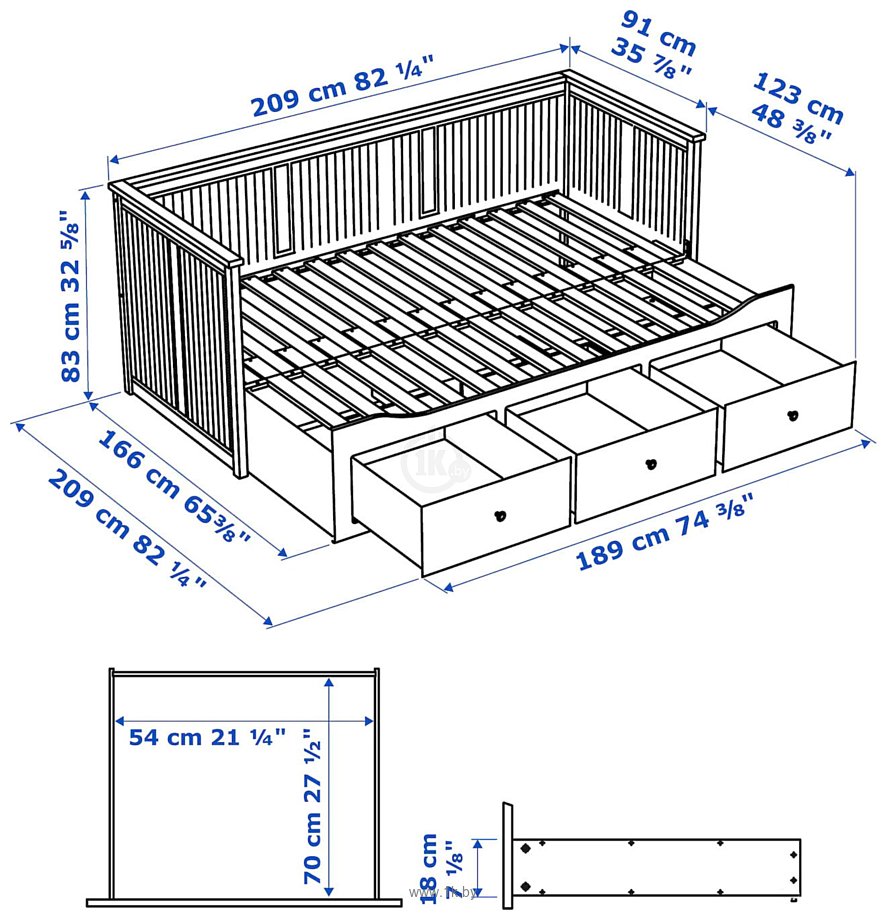 Фотографии Ikea Хемнэс 200x160 (белый) 603.542.20