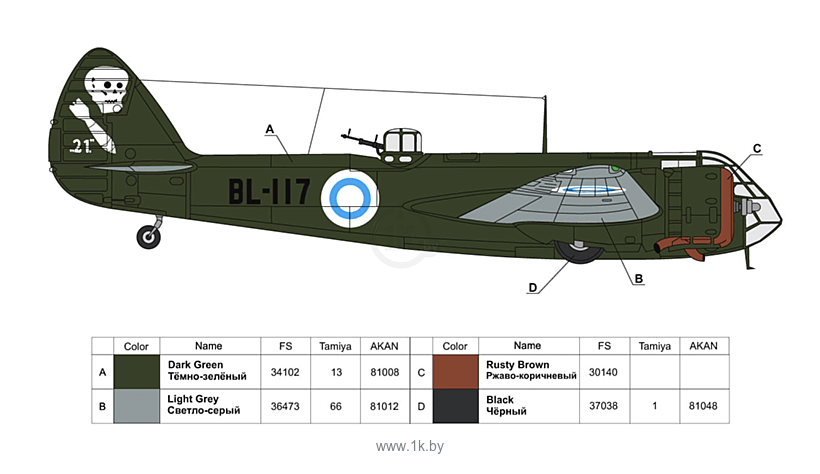 Фотографии ARK models AK 72003 Английский лёгкий бомбардировщик Бристоль «Бленхейм»