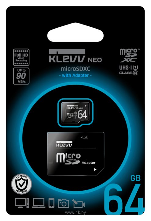 Фотографии KLEVV microSDXC Class 10 UHS-I U1 64GB + SD adapter