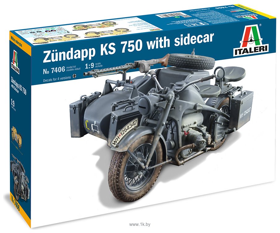 Фотографии Italeri 7406 Zundapp Ks 750 With Sidecar