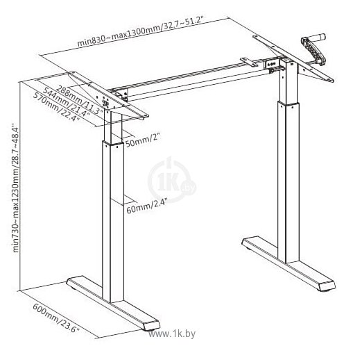 Фотографии ErgoSmart Manual Desk Compact (белый/бетон)