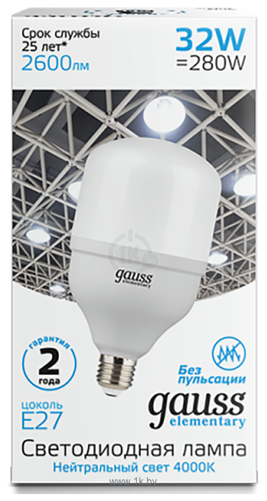 Фотографии Gauss Elementary LED T100 E27 32W 2600lm 180-240V 4000K (63223)