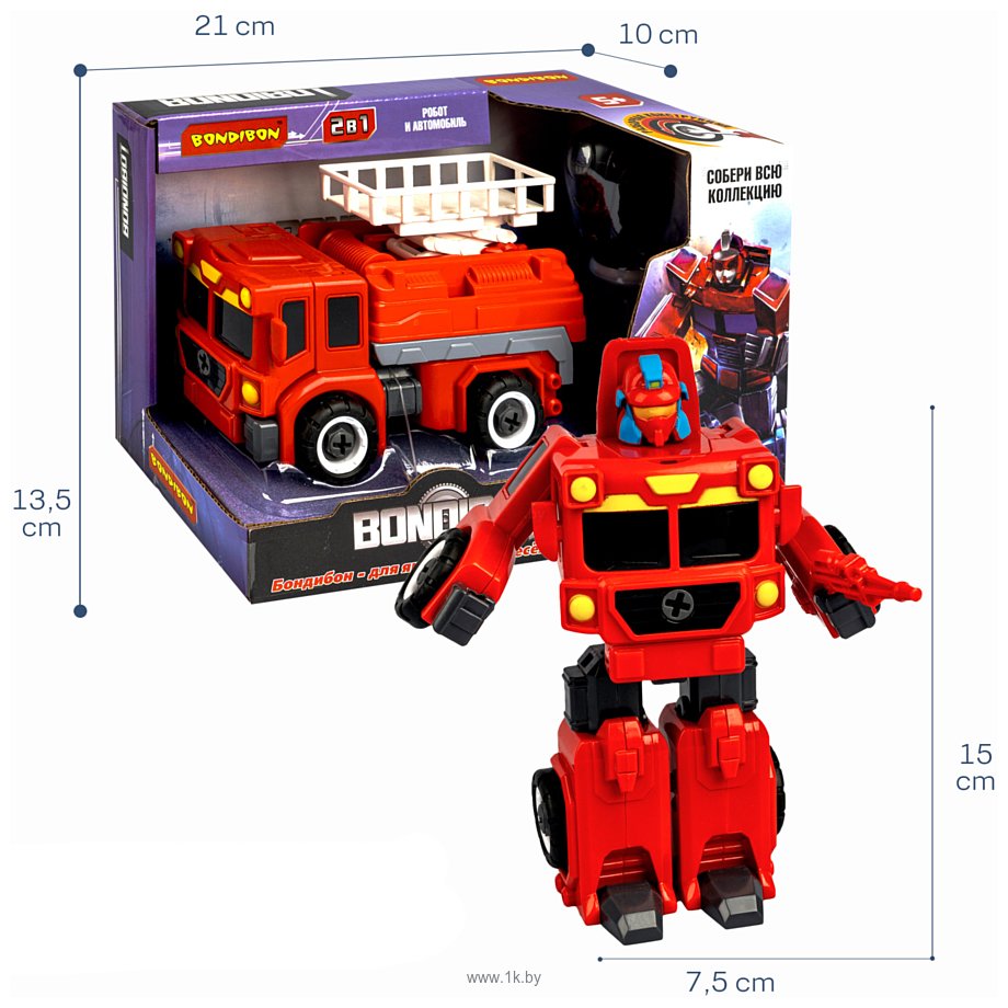 Фотографии Bondibon Bondibot 2 в 1 ВВ5259 Пожарная машина-робот