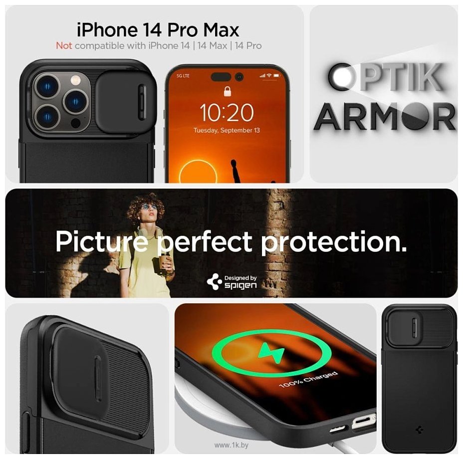 Фотографии Spigen Optik Armor (MagFit) для iPhone 14 Pro Max ACS04848 (черный)