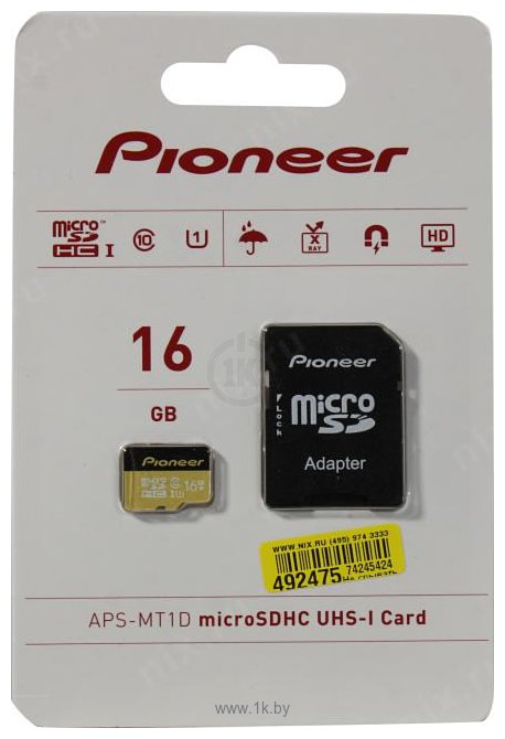 Фотографии Pioneer APS-MT1D-016 microSDHC 16Gb + SD Adapter