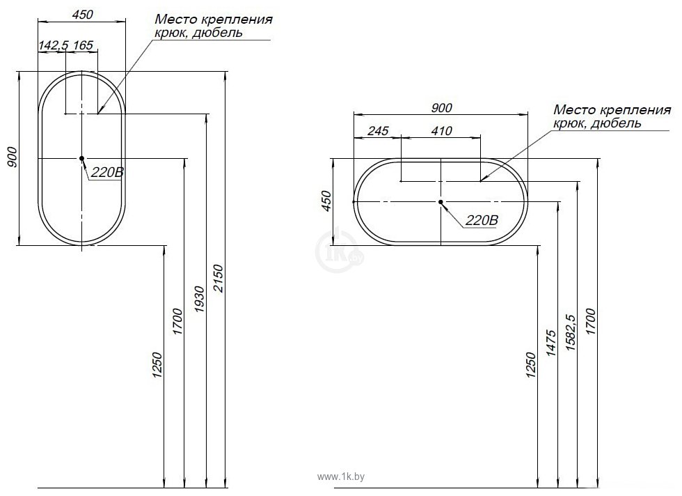 Фотографии Aquanet  Монте 45x90 Led 288969