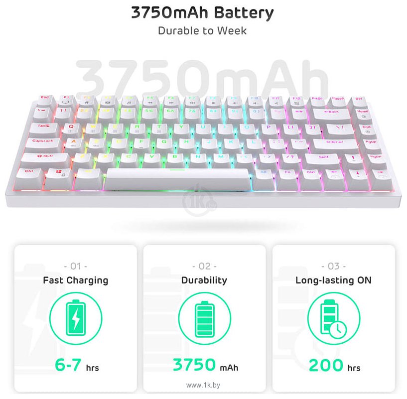 Фотографии Royal Kludge RK84 ISO RGB white, RK Red