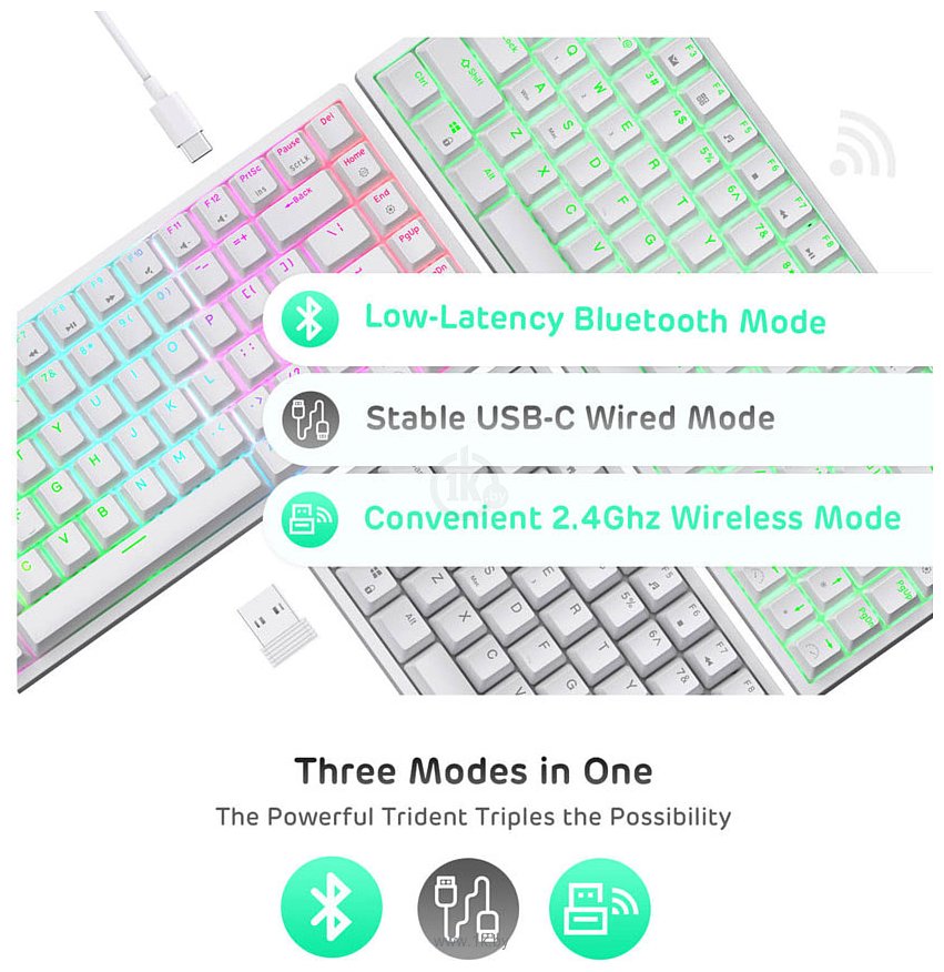Фотографии Royal Kludge RK84 ISO RGB white, RK Red