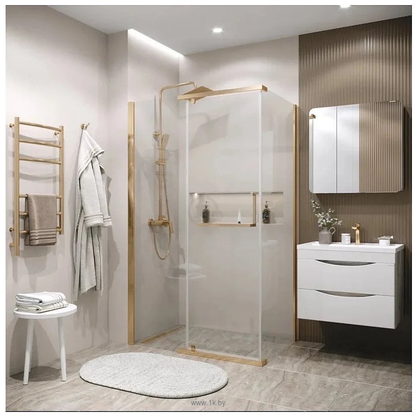 Фотографии Grossman Pragma 90x195 200.K33.03.90.32.00 (золото сатин,стекло прозрачное)