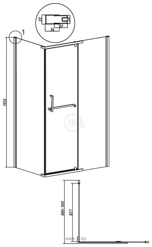 Фотографии Grossman Pragma 90x195 200.K33.03.90.32.00 (золото сатин,стекло прозрачное)