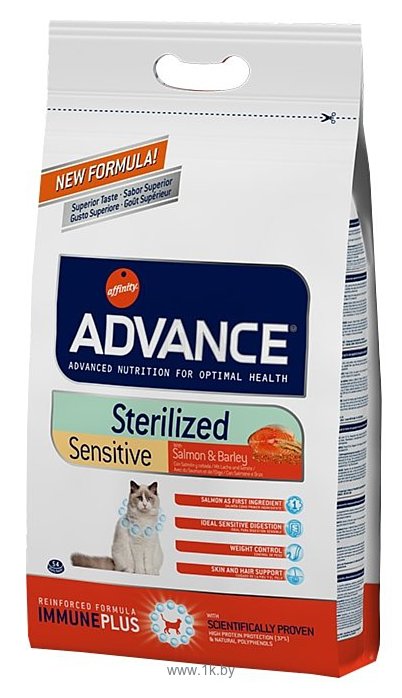 Фотографии Advance (3 кг) Cat Sterilized Sensitive лосось и ячмень