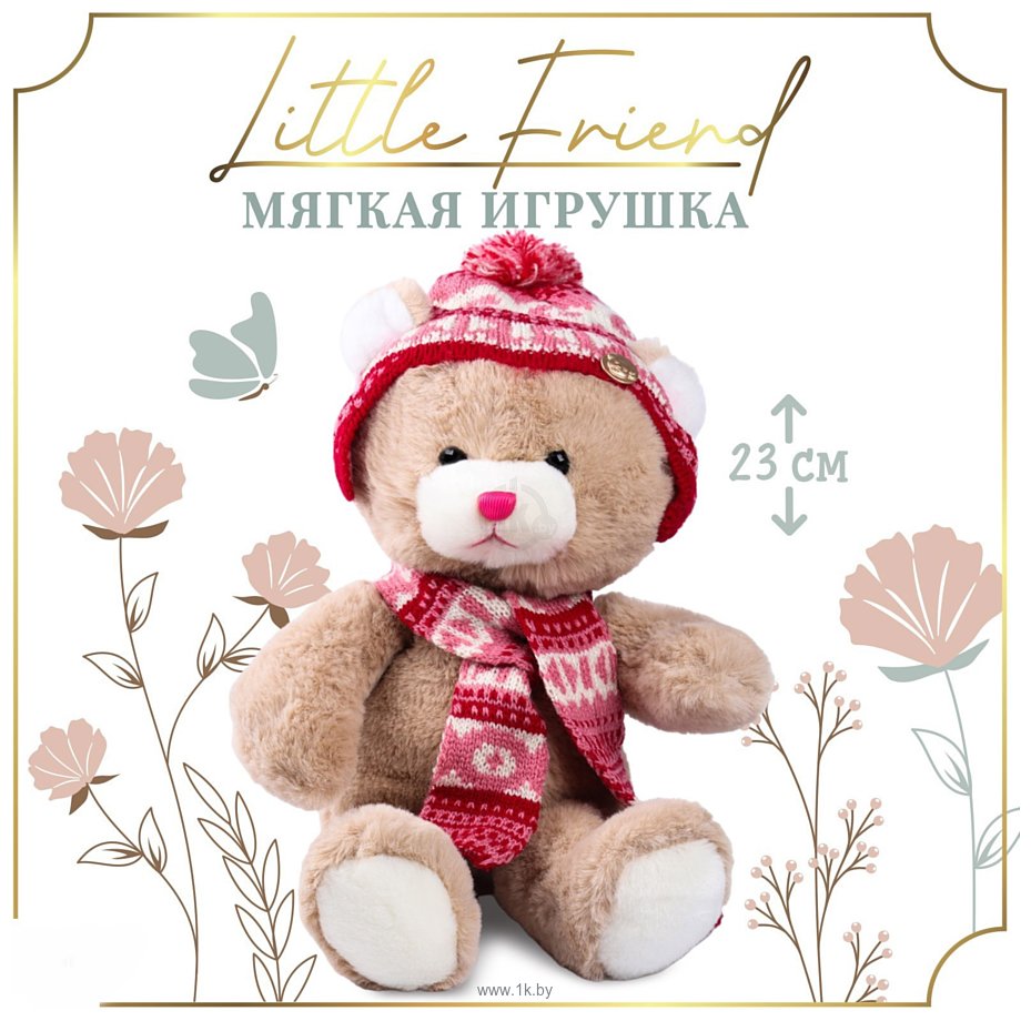 Фотографии Milo Toys Little Friend Мишка в шапке и шарфе 9905643 (розовый)