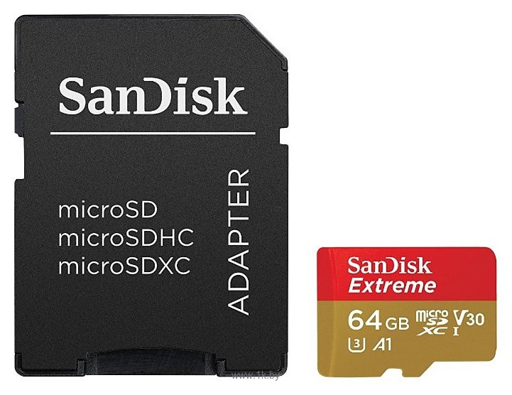 Фотографии SanDisk Extreme microSDXC Class 10 UHS Class 3 V30 A1 90MB/s 64GB