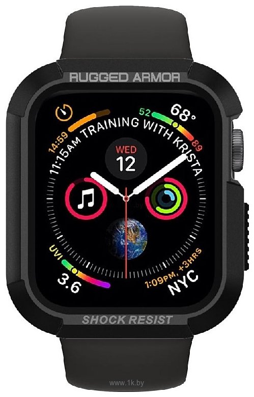 Фотографии Spigen Rugged Armor для Apple Watch (41/40 мм) 061CS24480 (черный)