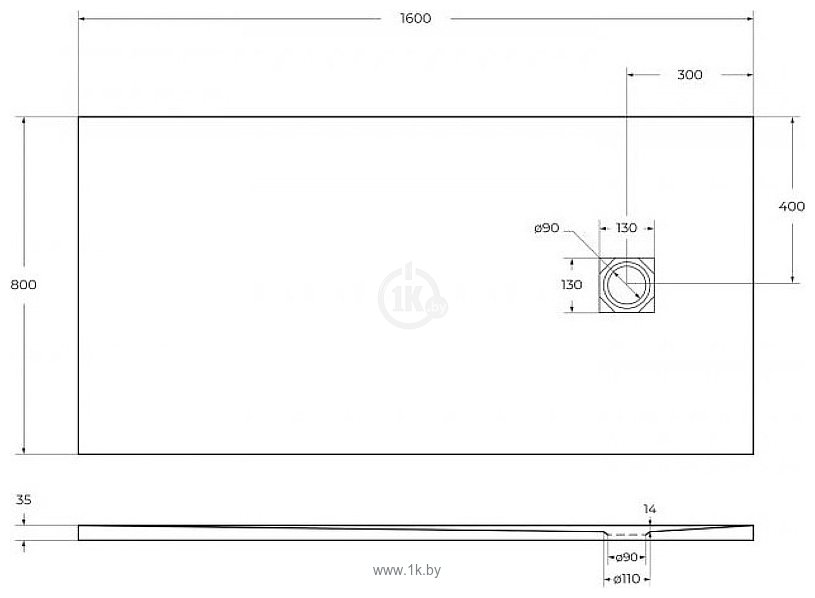 Фотографии BelBagno TRAY-MR-UNO-AH-160/80-35-W-CR 160x80