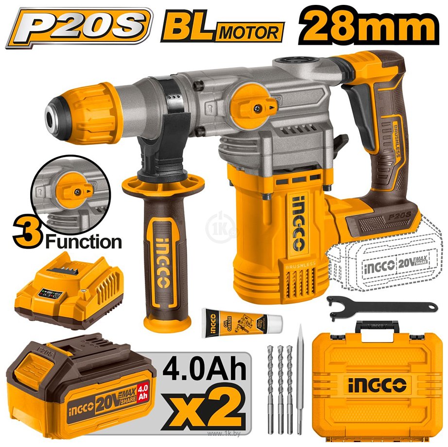 Фотографии Ingco CRHLI202882 (с 2-мя АКБ, кейс)