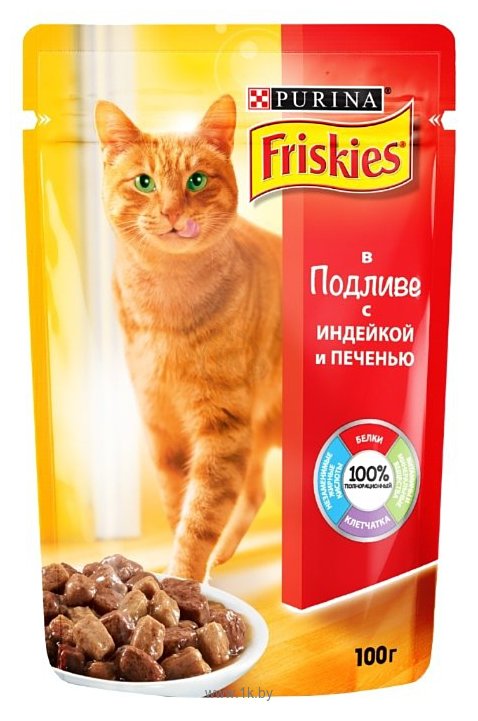 Фотографии Friskies (0.1 кг) 1 шт. Для взрослых кошек с индейкой и печенью в подливе