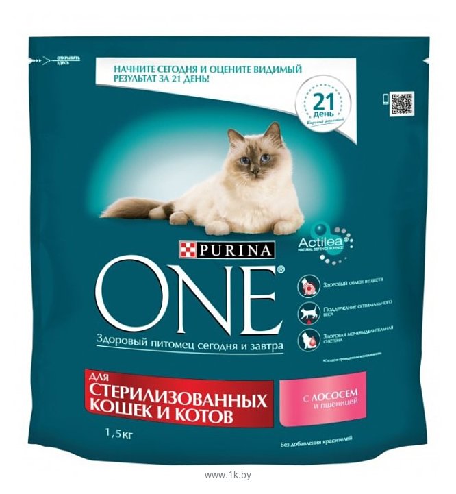 Фотографии Purina ONE (1.5 кг) 6 шт. Для стерилизованных кошек и котов с Лососем и пшеницей