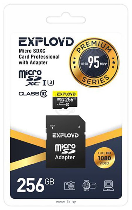 Фотографии Exployd Premium Series microSDXC 256GB EX256GCSDXC10UHS-1-ELU3 (с адаптером)