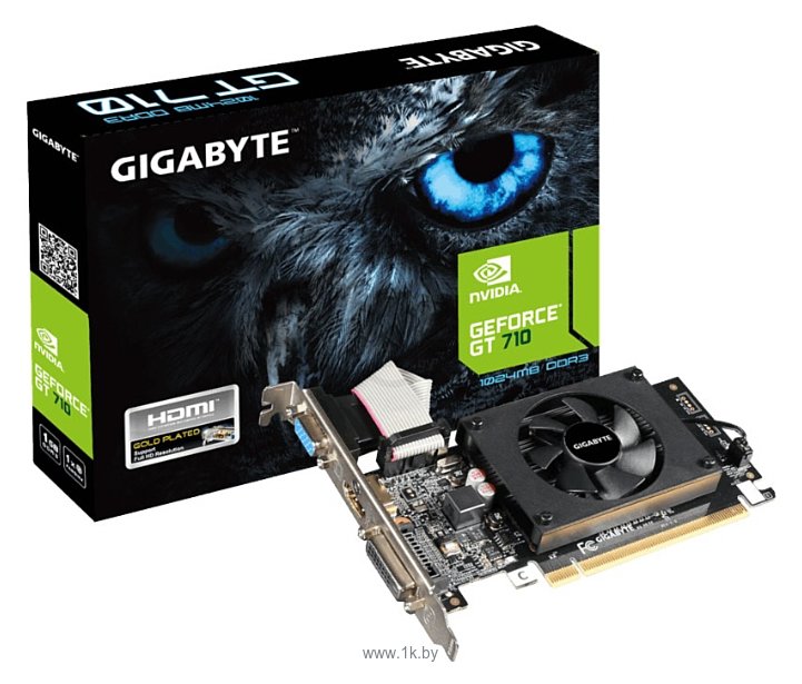 Фотографии GIGABYTE GeForce GT 710 954Mhz PCI-E 2.0 1024Mb 1600Mhz 64 bit DVI HDMI HDCP