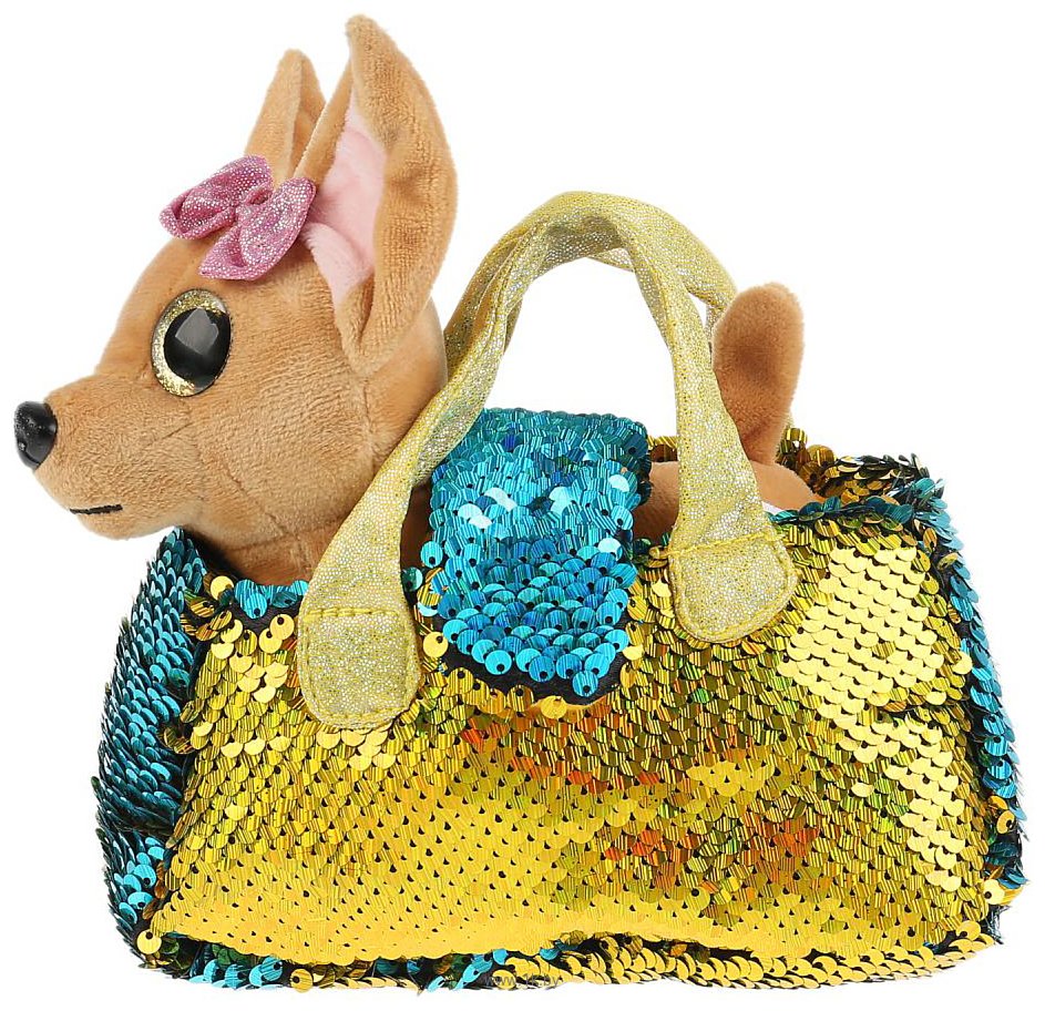 Фотографии Мой Питомец Собачка в золотой сумочке из пайеток CT-AD191170-GOLD