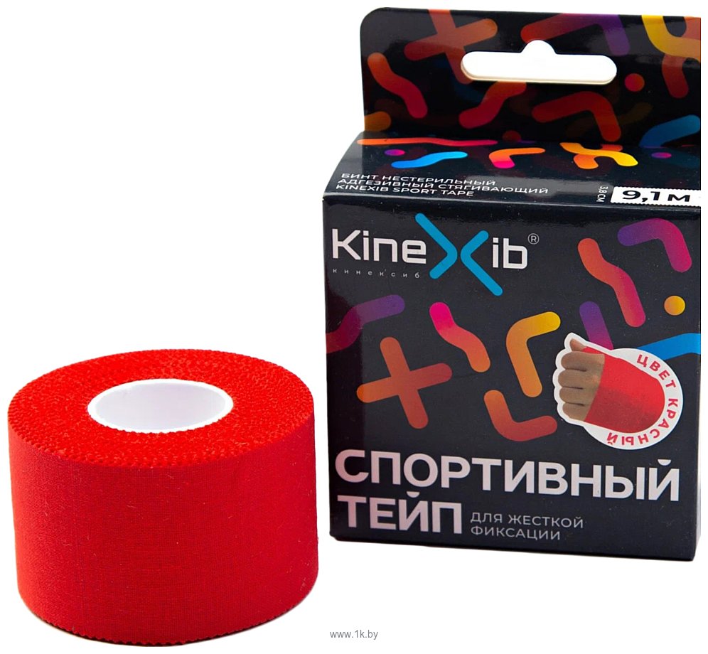 Фотографии Kinexib Спортивный жесткой фиксации 3.8 см x 9.1 м (красный)
