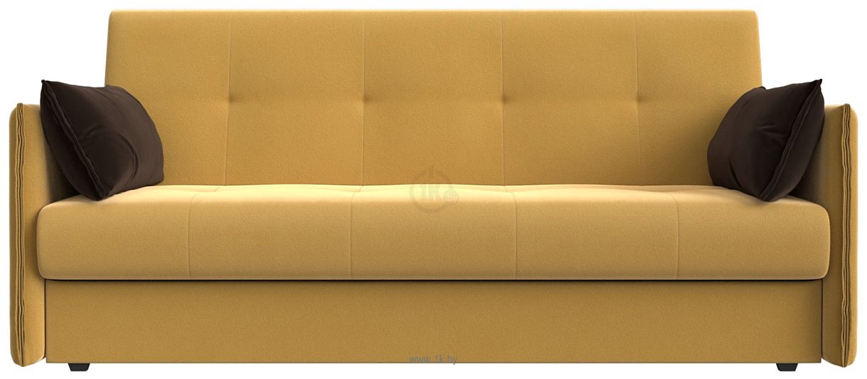 Фотографии Лига диванов Лига-018 117857 (микровельвет желтый/подушки коричневый)