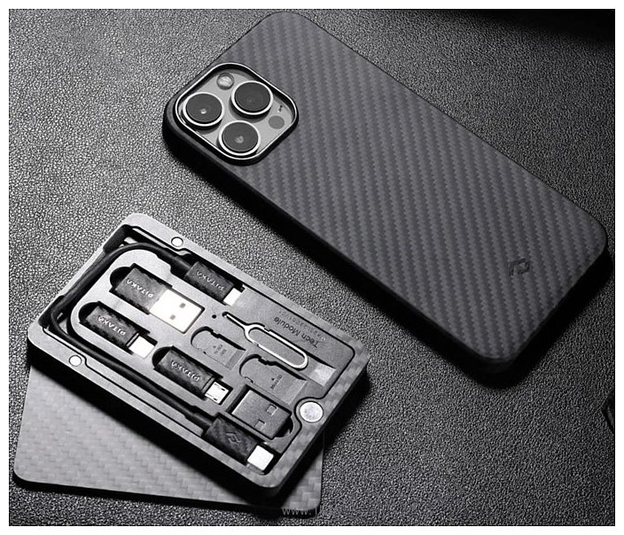 Фотографии Pitaka MagEZ Case 2 для iPhone 13 Pro Max (twill, черный/серый)