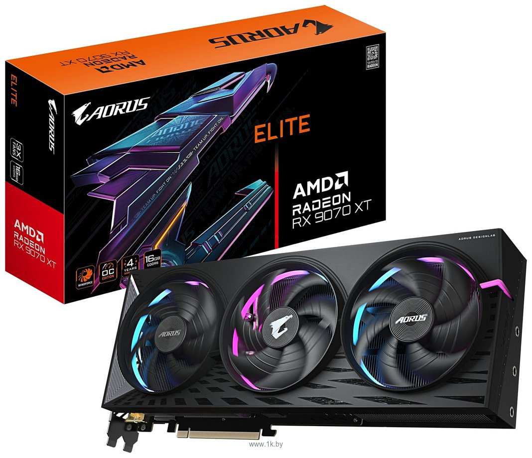 Фотографии Gigabyte AORUS Radeon RX 9070 XT ELITE 16G (GV-R9070XTAORUS E-16GD)