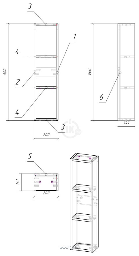 Фотографии Cersanit Шкаф-полупенал Moduo 20 MD-MOD20-SW