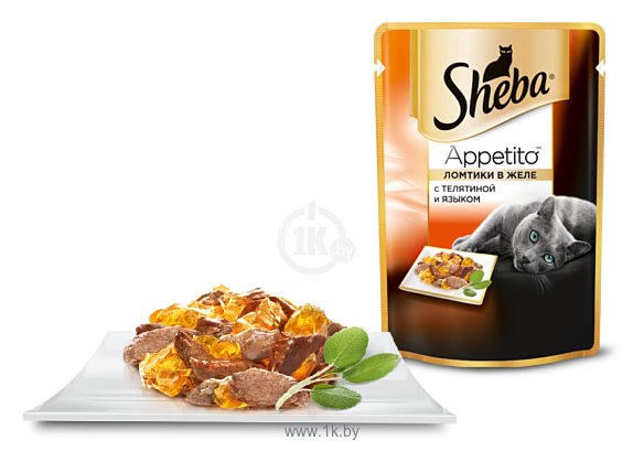 Фотографии Sheba (0.085 кг) 24 шт. Appetito ломтики в желе с телятиной и языком