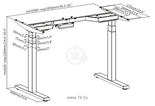 Фотографии ErgoSmart Ergo Desk Pro 1380x800x18 мм (дуб натуральный/белый)