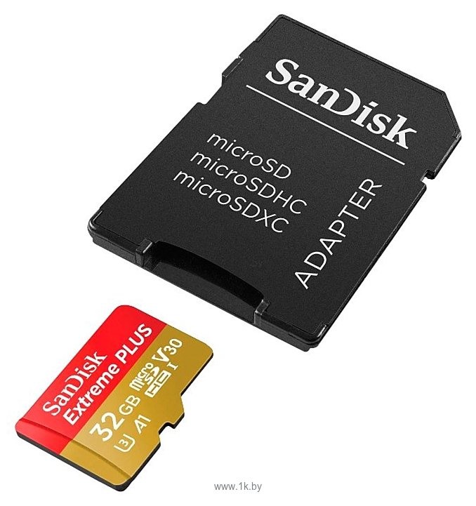 Фотографии SanDisk Extreme PLUS microSDHC Class 10 UHS Class 3 V30 A1 100MB/s 32GB + SD adapter