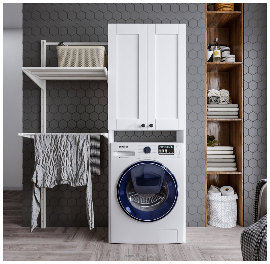 Фотографии Бриклаер Хелена 64 рамочный над стиральной машинкой (белый)