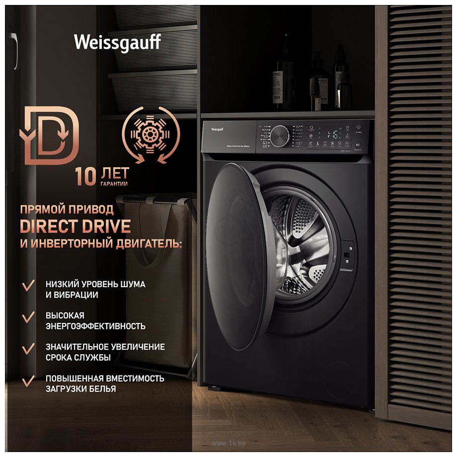 Фотографии Weissgauff WM 59411 Direct Drive Inverter Steam Matt Black