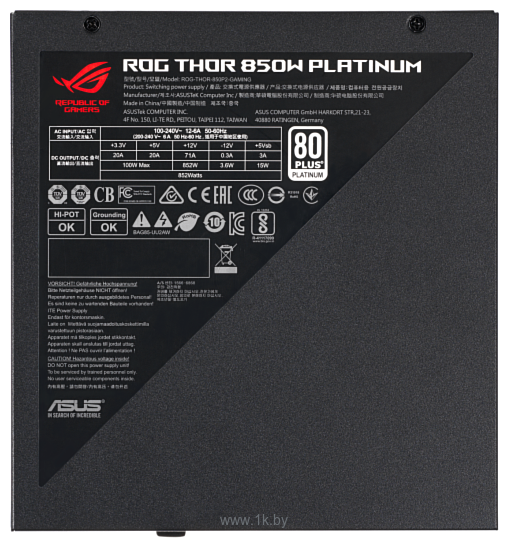 Фотографии ASUS ROG Thor 850W Platinum II ROG-THOR-850P2-GAMING