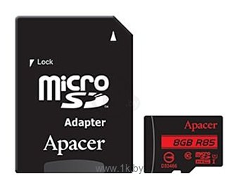 Фотографии Apacer microSDHC Card Class 10 UHS-I U1 (R85 MB/s) 8GB + SD adapter