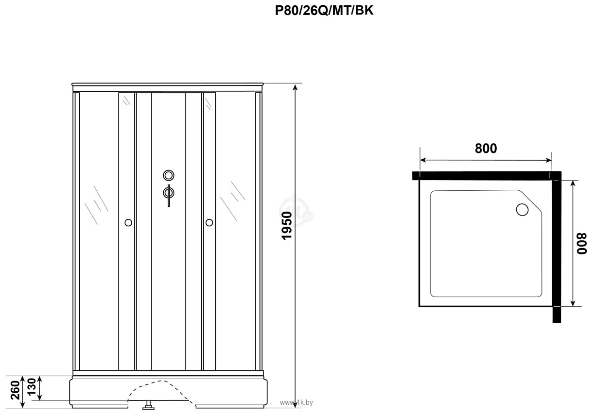 Фотографии Niagara Promo P80/26Q/MT/BK 80x80x195