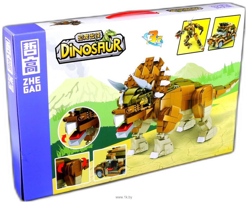 Фотографии Zhe Gao Dinosaur QL1743 Трицератопс 3 в 1