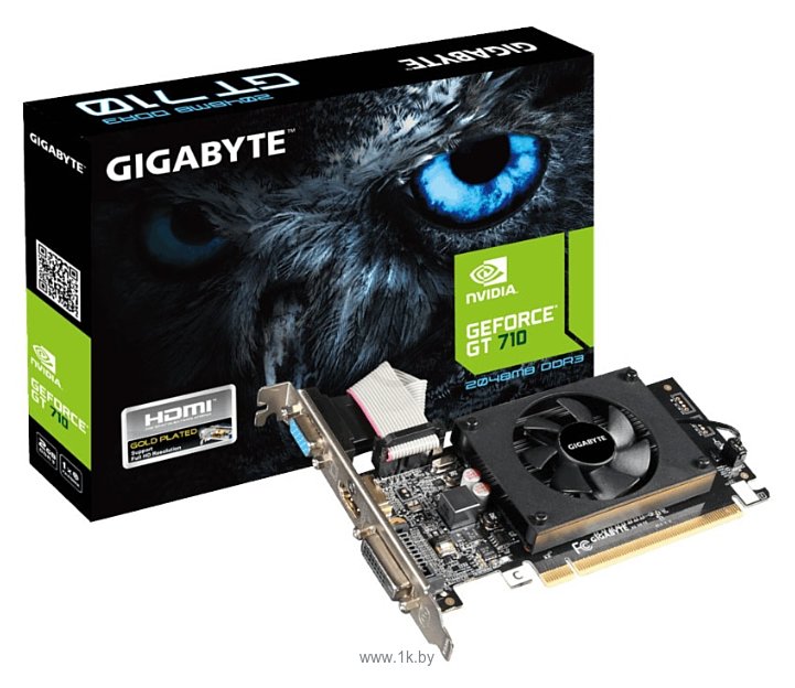 Фотографии GIGABYTE GeForce GT 710 954Mhz PCI-E 2.0 2048Mb 1600Mhz 64 bit DVI HDMI HDCP